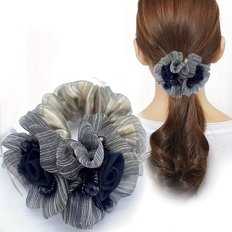 Most Beautiful mesh flower beaded hair ties