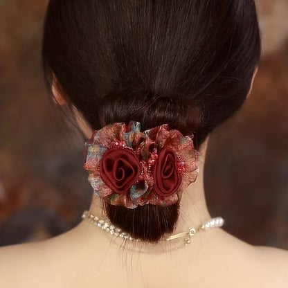 Most Beautiful mesh flower beaded hair ties