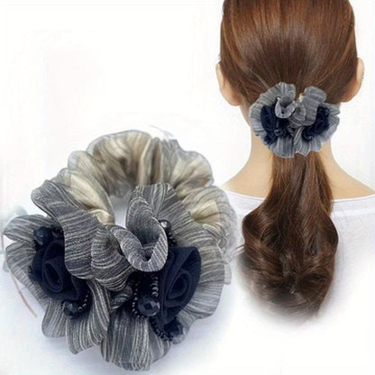 Most Beautiful mesh flower beaded hair ties