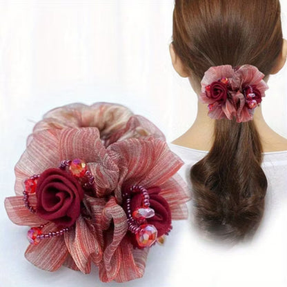 Most Beautiful mesh flower beaded hair ties
