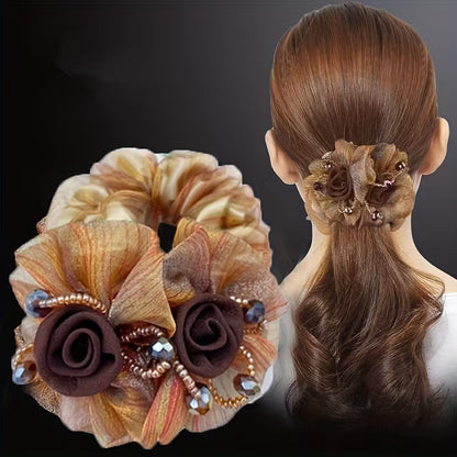 Most Beautiful mesh flower beaded hair ties