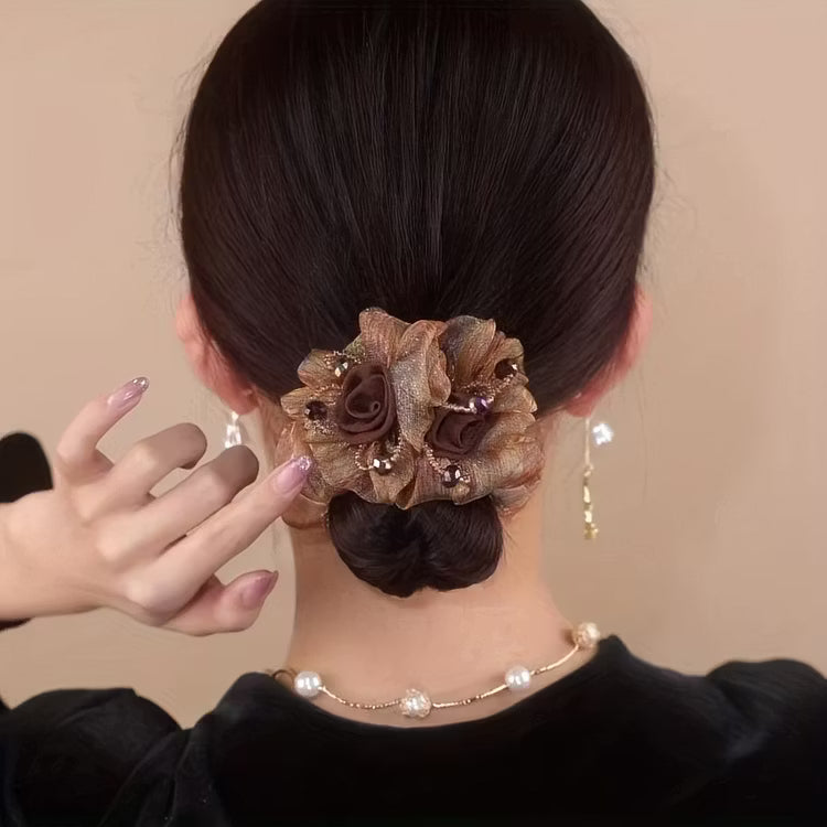 Most Beautiful mesh flower beaded hair ties
