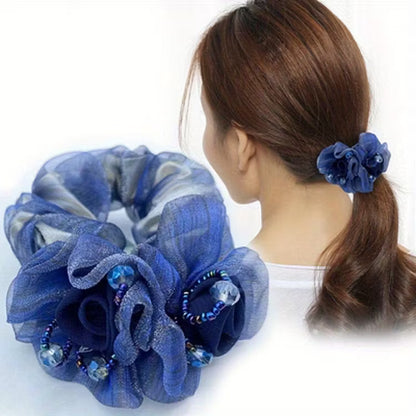 Most Beautiful mesh flower beaded hair ties